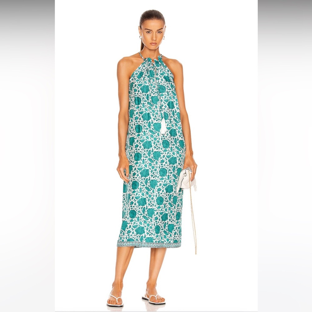 Natalie Martin Marlein Maxi Dress Geranium Jade Silk Small
